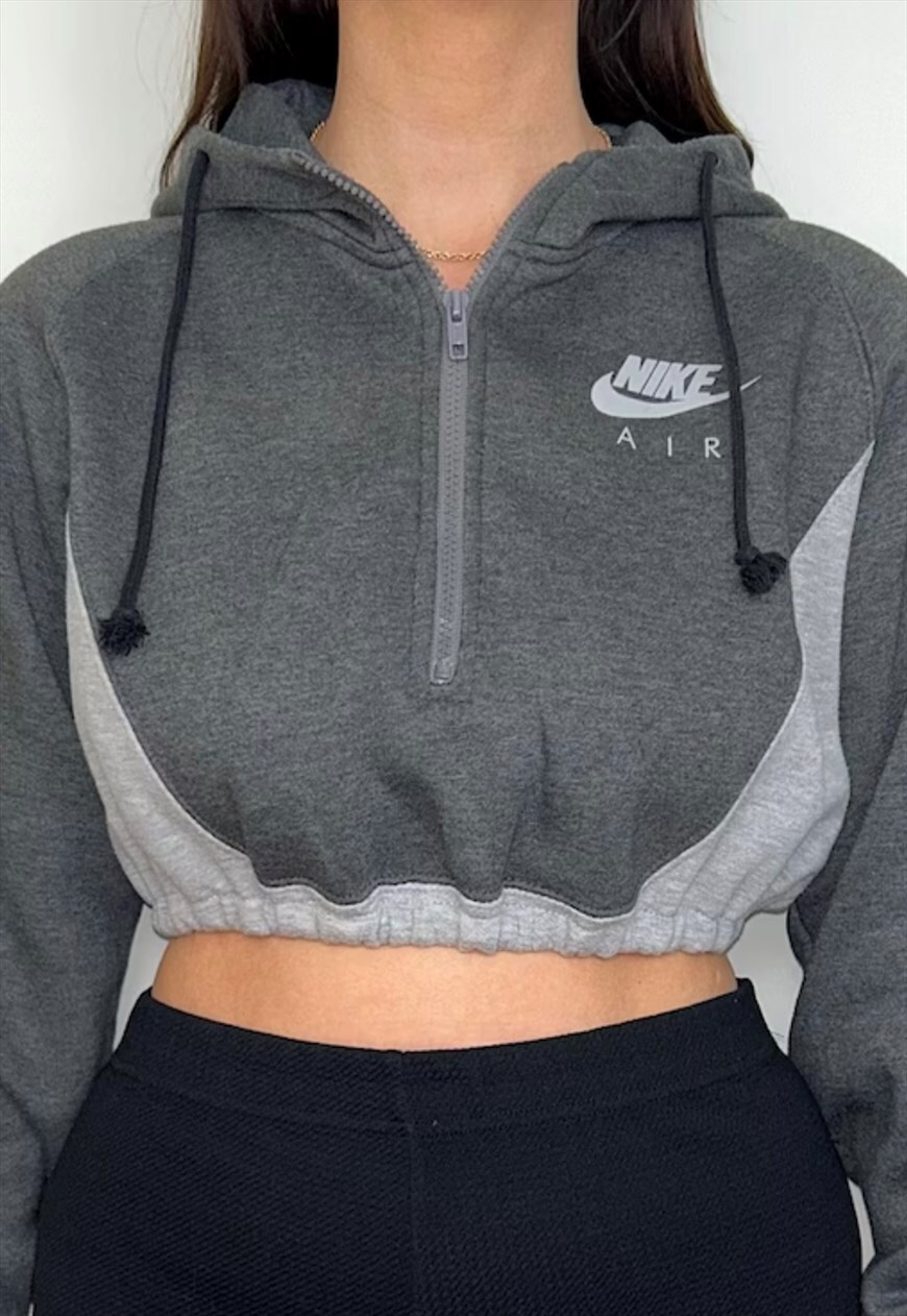 Grey nike 2024 cropped hoodie