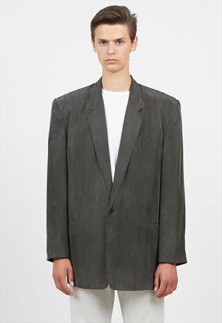 VINTAGE GREY STATE SILK BLAZER JACKET