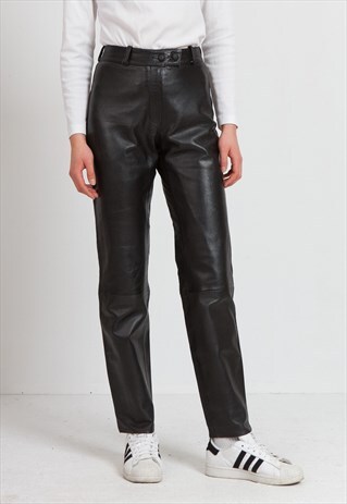 VINTAGE BLACK LEATHER TROUSERS BOTTOMS