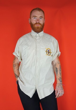 VINTAGE 1990S BEIGE SHORT SLEEVED SHIRT