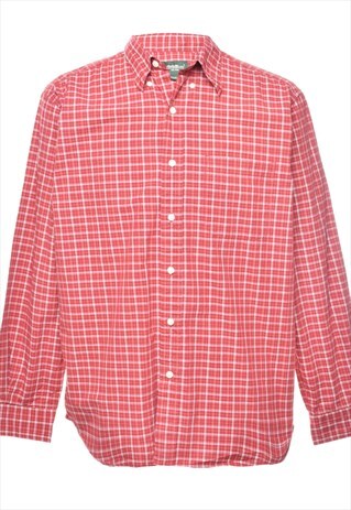 EDDIE BAUER CHECKED RED LONG SLEEVE SHIRT - S
