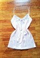 1990S VINTAGE PINK LACE SLIP DRESS SIZE M WEDDING NIGHT GOWN