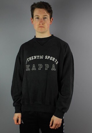 VINTAGE KAPPA SWEATSHIRT IN BLACK WITH EMBROIDERY