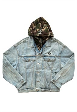 BAPE AAPE Denim Jacket With Removable Camouflage Hoodie