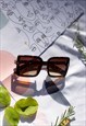 TORTOISE SHELL FRONT LENS RECTANGLE THICK FRAME SUNGLASSES 