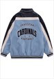 FAUX LEATHER COLLEGE JACKET BASEBALL VARSITY BOMBER IN BLUE