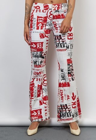 VINTAGE 90'S GRAPHIC PRINT FLARED JEANS