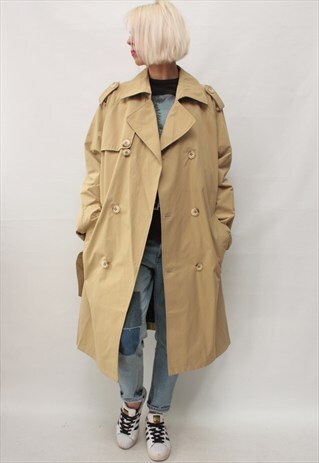 VINTAGE 80'S CLASSIC BEAUTIFUL UNISEX BEIGE TRENCH