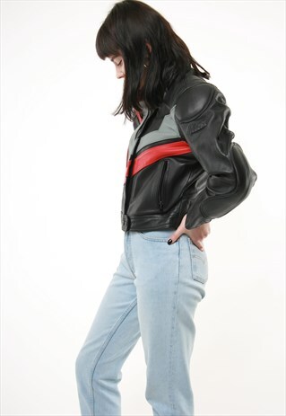 90S VINTAGE LEATHER IXS BIKER MOTORCYCLE JACKET 674