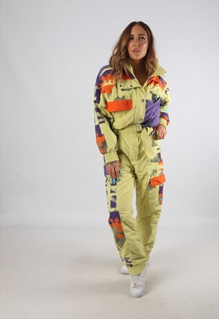 VINTAGE GOLDEN TEAM FULL SKI SUIT SNOW SPORTS UK 12 (94P)