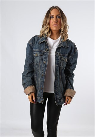 DENIM JACKET OVERSIZED FITTED VINTAGE UK 18 - 20 (2DQ)