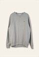 Vintage Lacoste Sweatshirt Y2K in Grey L
