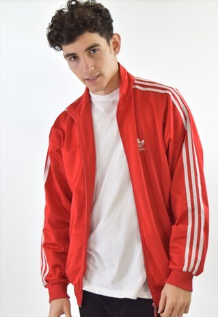 VINTAGE RED ADIDAS 90S TRACKSUIT TOP JACKET