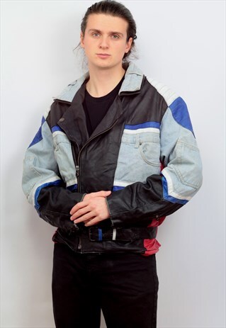 1990'S VINTAGE 'STREETS OF RAGE' LEATHER/DENIM JACKET