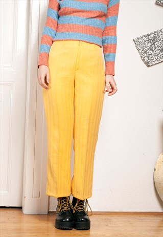 CROPPED YELLOW TROUSERS - 70S VINTAGE PANTS