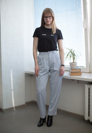 VINTAGE 80'S LIGHT BLUE HIGH WAISTED CARROT TROUSERS
