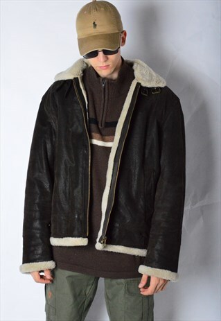 VINTAGE 90S BROWN GRUNGE WARM LEATHER JACKET