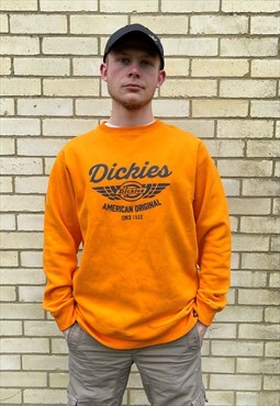 Vintage 1990s Orange Dickies Large Jumper Sweatshirt