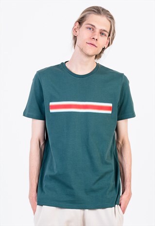 RAINBOW TAPED SLIM FIT T-SHIRT IN GREEN