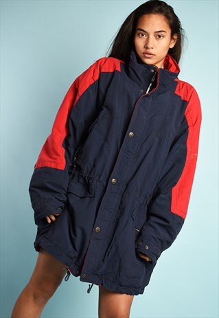 VINTAGE 90S RETRO WINDBREAKER OVERSIZED SPORTS PARKA JACKET