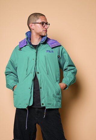 PUPRLE GREEN VINTAGE FILA JACKET M