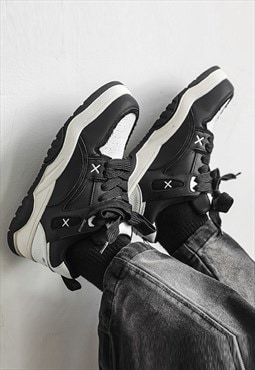 Chunky sneakers edgy platform trainers retro shoes in black