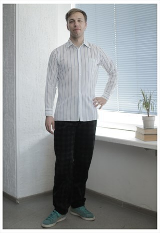 VINTAGE 90'S CLASSY WHITE STRIPPED LONG SLEEVE SHIRT