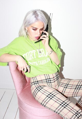 VINTAGE 90S/Y2K LIME GREEN AMERICAN T-SHIRT