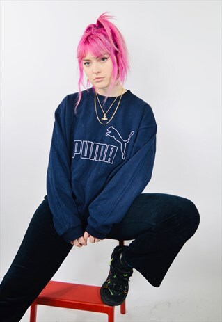 VINTAGE PUMA BIG LOGO BLUE 80S SWEATSHIRT