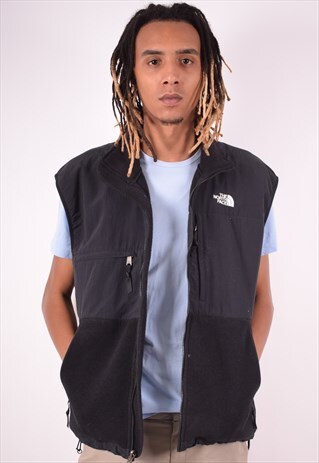 THE NORTH FACE MENS VINTAGE FLEECE GILET LARGE BLACK 90S