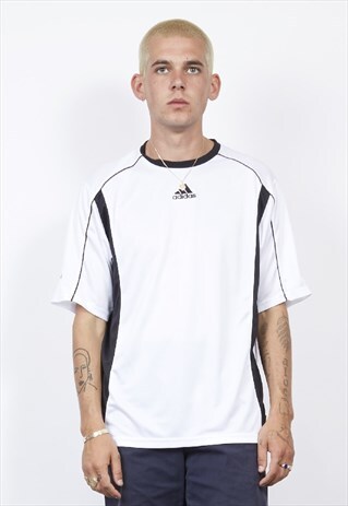 VINTAGE 90'S ADIDAS LOGO WHITE/BLACK T-SHIRT
