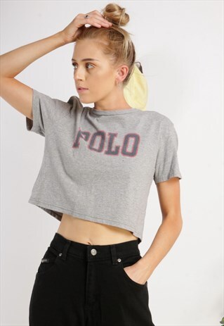 VINTAGE RALPH LAUREN CROP TOP GREY Z1251