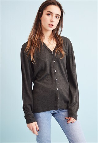90'S RETRO KNITTED MINIMALIST OVERSIZED MOMS CARDIGAN TOP