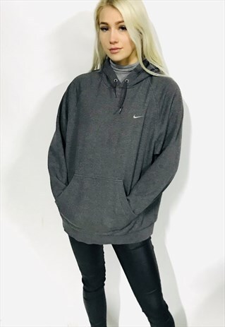 Download vintage NIKE hoodie grey oversized L 90s sports preppy 10 ...