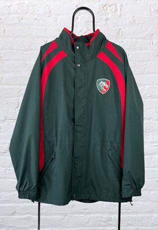 VINTAGE LEICESTER TIGERS JACKET RUGBY GREEN RED XL