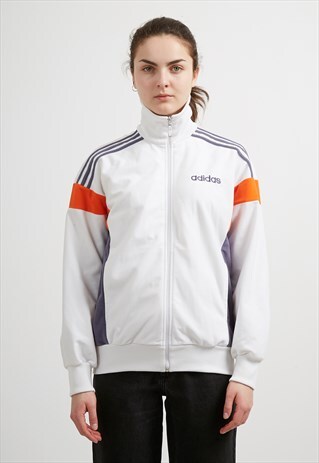 VINTAGE WHITE ORANGE ADIDAS TRACK ZIP JACKET