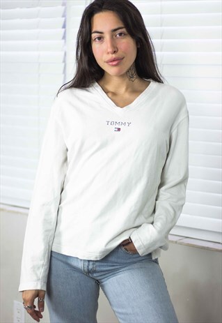 VINTAGE TOMMY HILFIGER SWEATSHIRT JUMPER LOGO 90S L 11.2