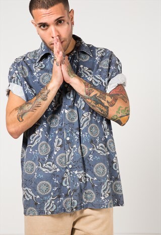 VINTAGE 80S CRAZY PRINT SHIRT / S1580