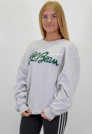 VINTAGE LL BEAN EMBROIDERED SPELL OUT SWEATER IN LARGE