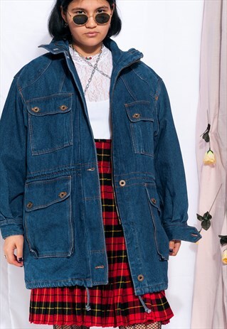 VINTAGE DENIM JACKET 90S GRUNGE PARKA COAT