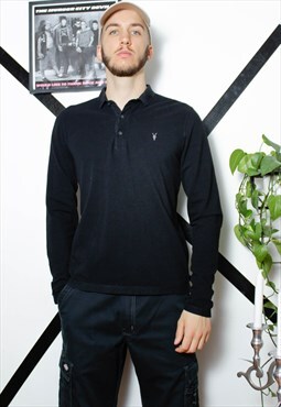 90s grunge y2k goth casual All Saints black long pique shirt