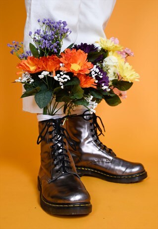 DR MARTEN PASCAL METALLIC SILVER BOOTS