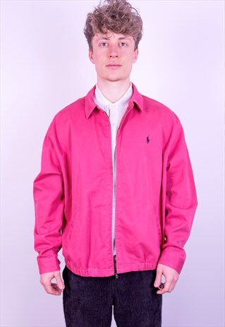 VINTAGE RALPH LAUREN HARRINGTON JACKET IN CORAL RED XL