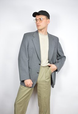 Vintage grey classic 80's wool suit blazer