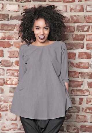 ASYMMETRIC PLUS SIZE V-CUT TUNIC