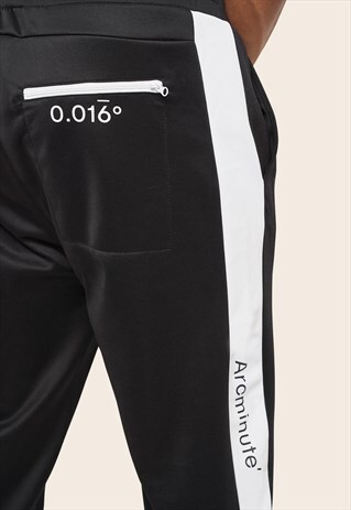 SLIM FIT TRACKSUIT BOTTOMS WITH STRIPE BLACK