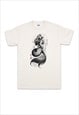 JAPANESE MERMAID T SHIRT JAPAN CALLIGRAPHY MENS IVORY TEE