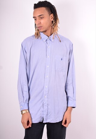 RALPH LAUREN MENS VINTAGE SHIRT XL BLUE 90'S