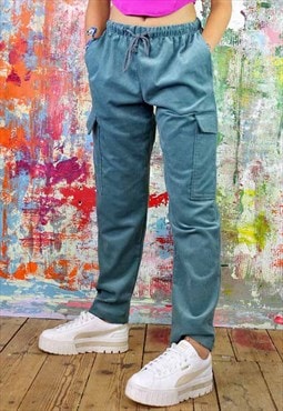 Cargo Trousers in Teal  Cord 