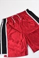 VINTAGE 90S BASKETBALL BAGGY EMBROIDERED LOGO SHORTS IN RED